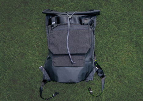 nylon backpack on grass